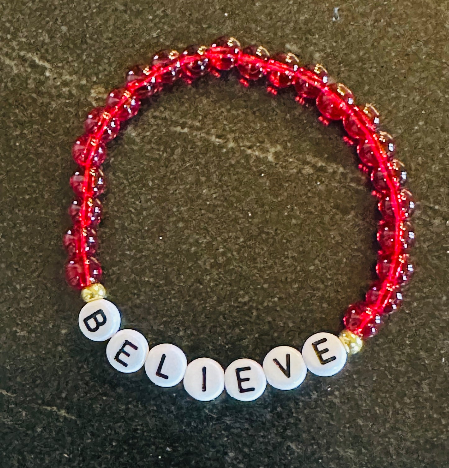 Believe Glass Bead Bracelet