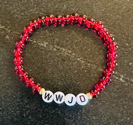 WWJD Glass Bead Bracelet