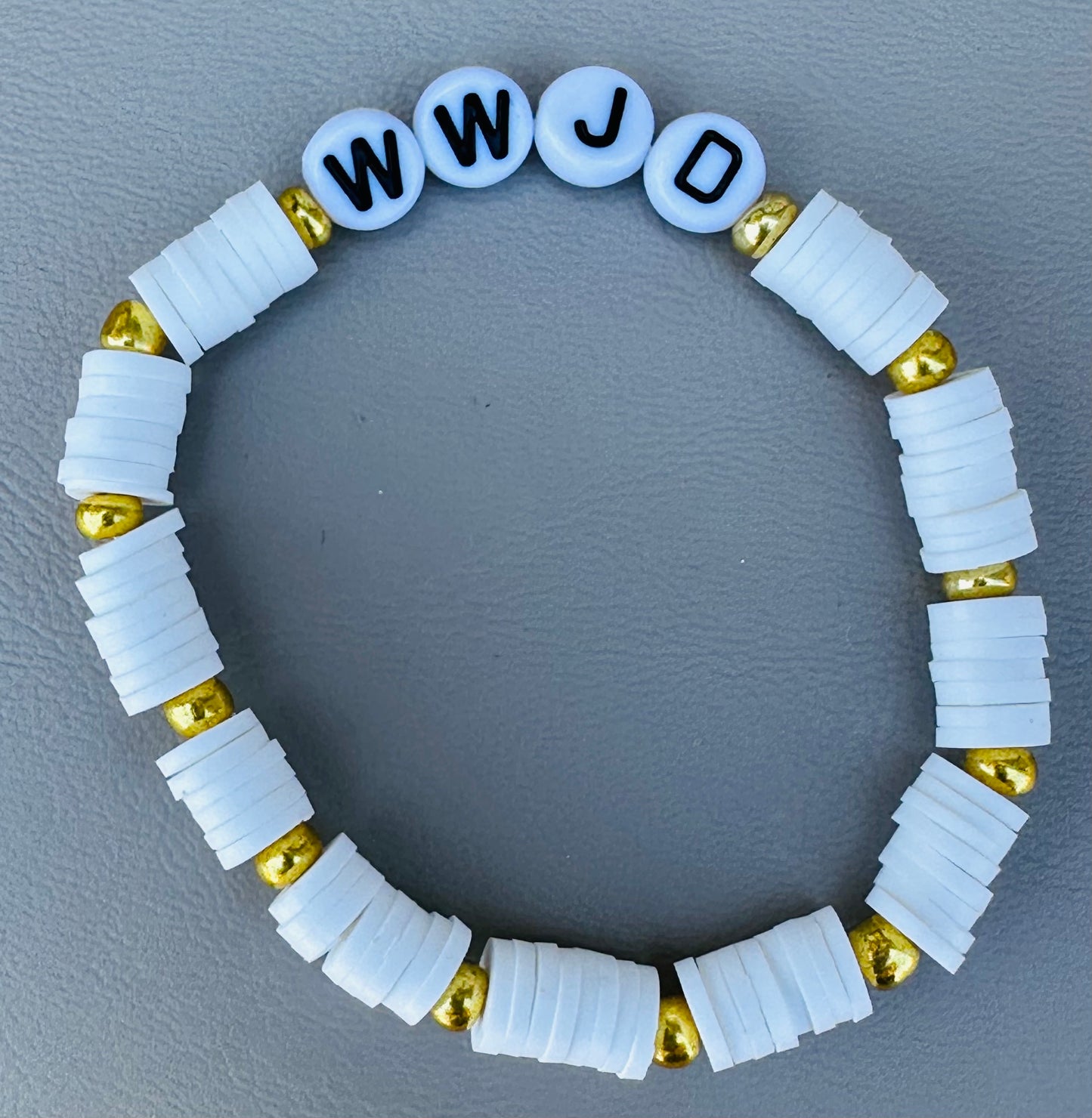 WWJD White and Gold Bracelet