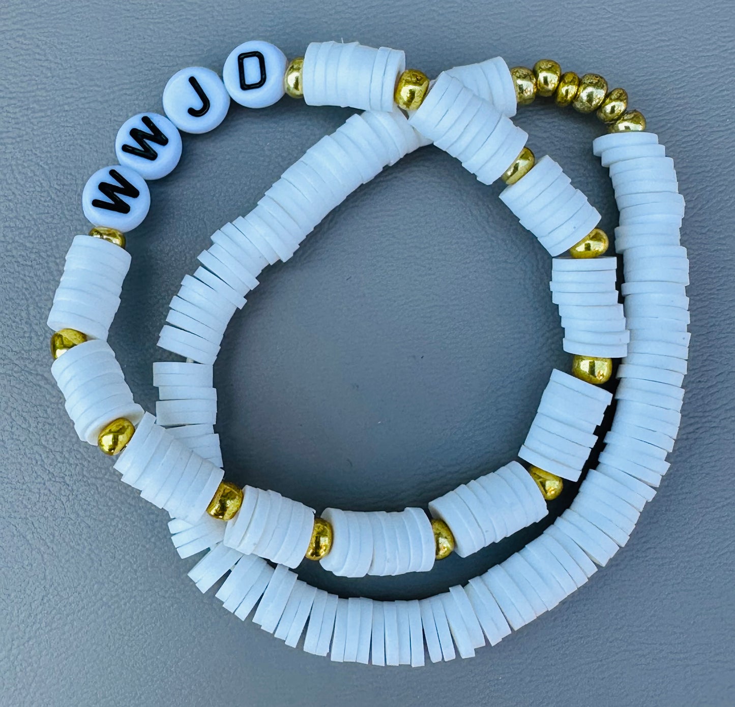 WWJD White and Gold Bracelet Set